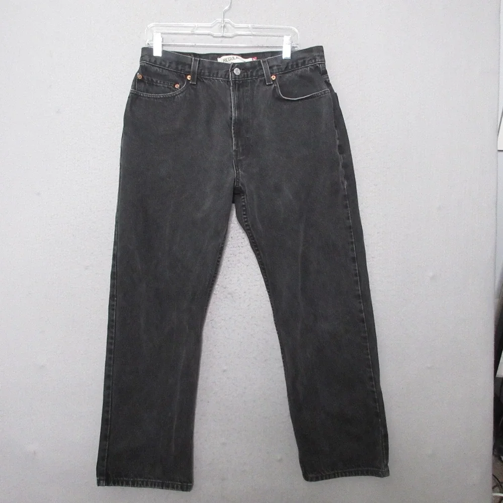 Levis 505 Jeans Men 36x30 505 Faded Black Straight Leg 90s Grunge‎ Indie Classic